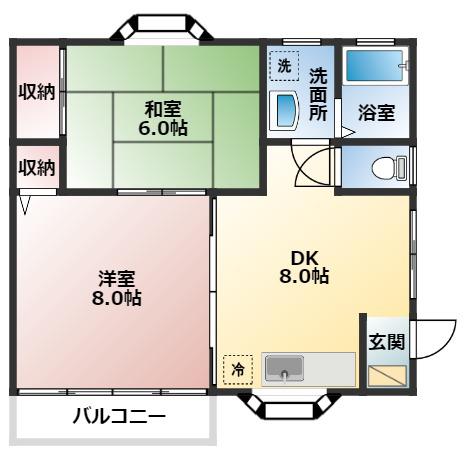 ルックスホームズD棟(2DK/1階)の間取り写真
