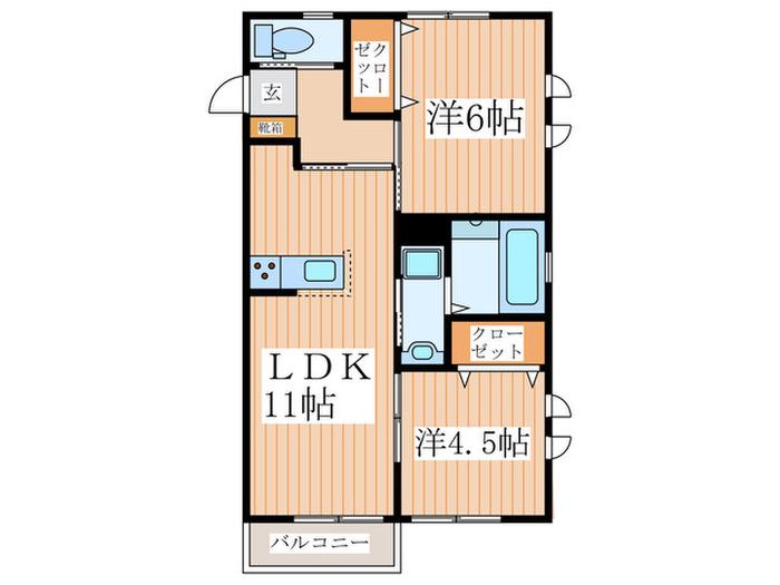 シエル田無(2LDK/2階)の間取り写真