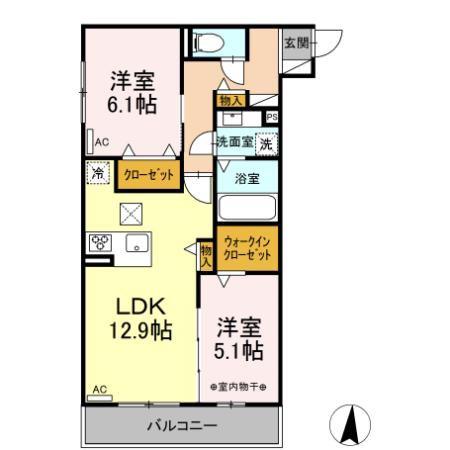 ロイヤル・ヒルズ(2LDK/1階)の間取り写真