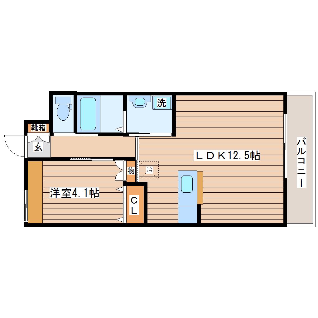 ヴィオーラ美田園(1LDK/2階)の間取り写真