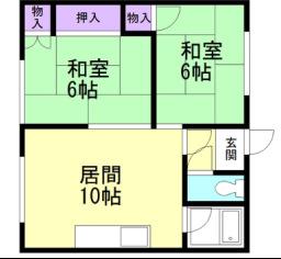 コーポリベルテ緑(2LDK/2階)の間取り写真