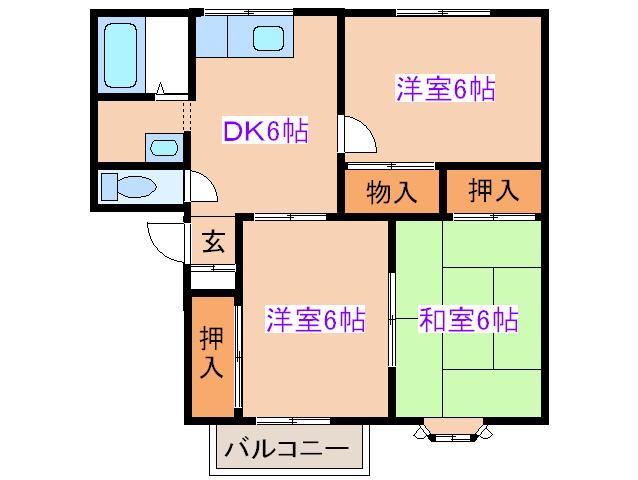 クオリティー・パレスA(3DK/1階)の間取り写真