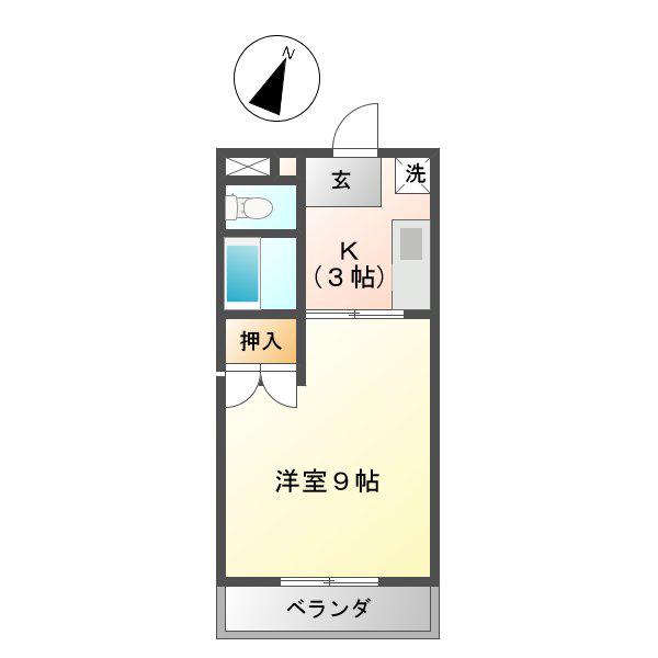 コーポカトウII(1DK/3階)の間取り写真