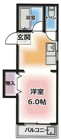 ハイツ生田(1DK/2階)の間取り写真