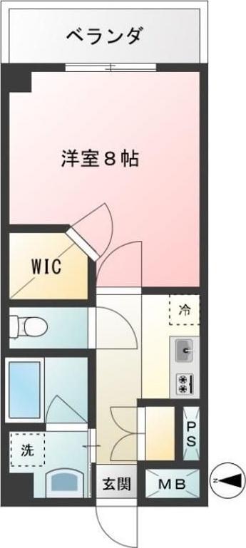 アクセルコート(1K/2階)の間取り写真