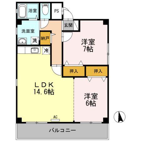 レインボーガーデンII(2LDK/3階)の間取り写真