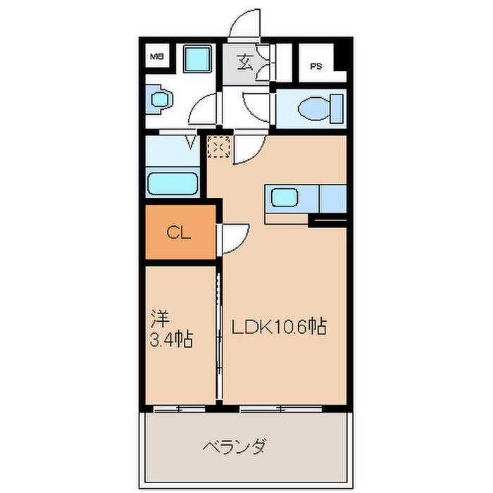 イースト フルハウス(1LDK/6階)の間取り写真