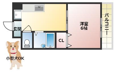 ルミエールM(1K/2階)の間取り写真