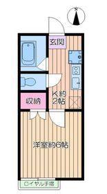 シャンブル春江V(1K/2階)の間取り写真
