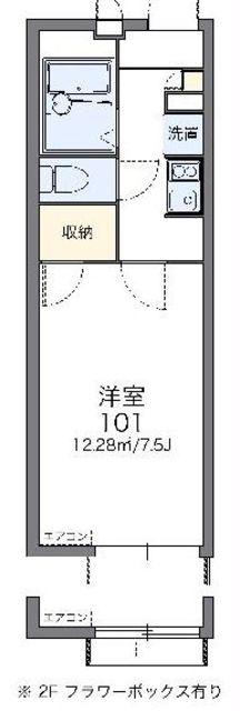 レオパレス唐沢(1K/2階)の間取り写真
