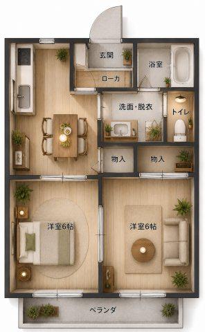 スーベニール(2DK/1階)の間取り写真