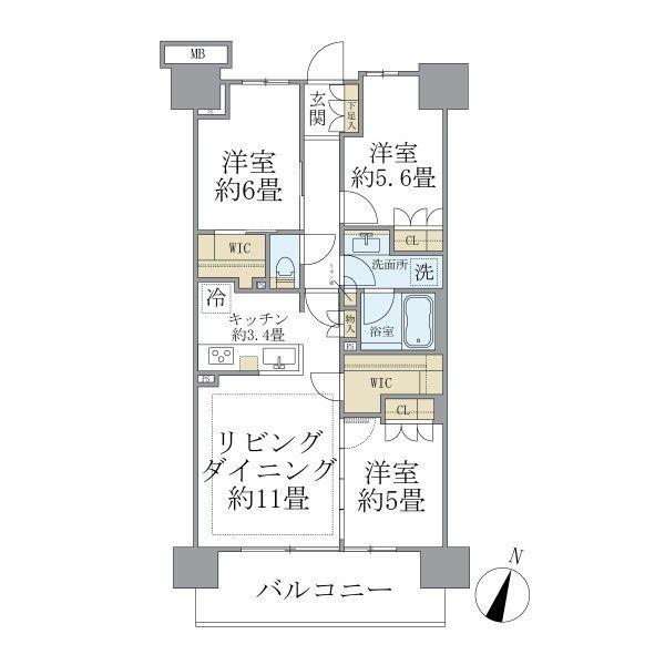 SHINTO CITY(3LDK/10階)の間取り写真