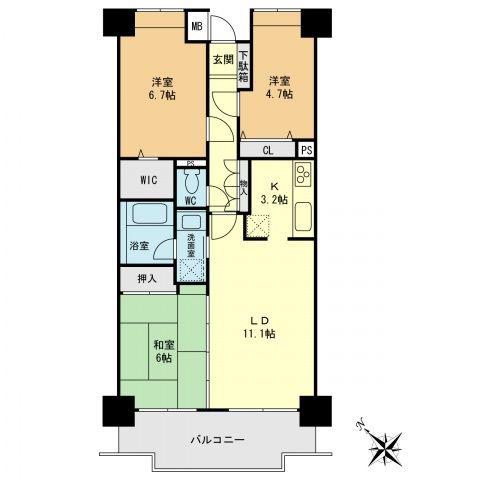 APAガーデンコート成田駅前(3LDK/4階)の間取り写真