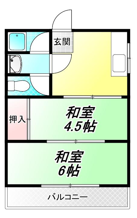 南野マンション(2K/3階)の間取り写真