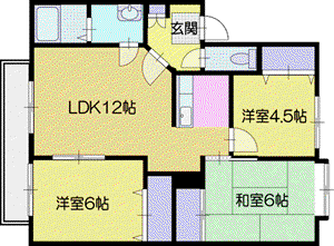 中央プレインA(3LDK/1階)の間取り写真