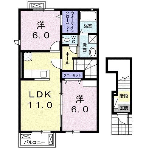 フランカーサII(2LDK/2階)の間取り写真