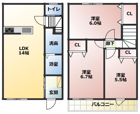 VILLAGE DU PURUNIER(3LDK/1階)の間取り写真