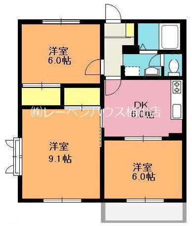 SHMリバーシティ92A(3DK/2階)の間取り写真