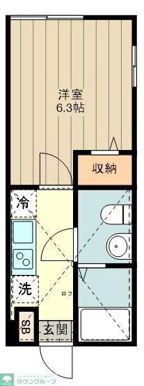 アザーレ・キュリオス国立(1K/2階)の間取り写真