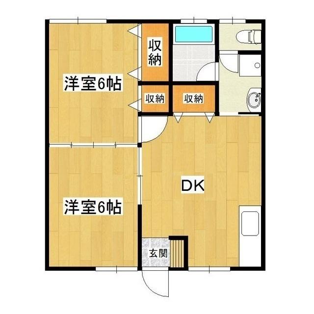 TKレジデンス(2DK/1階)の間取り写真