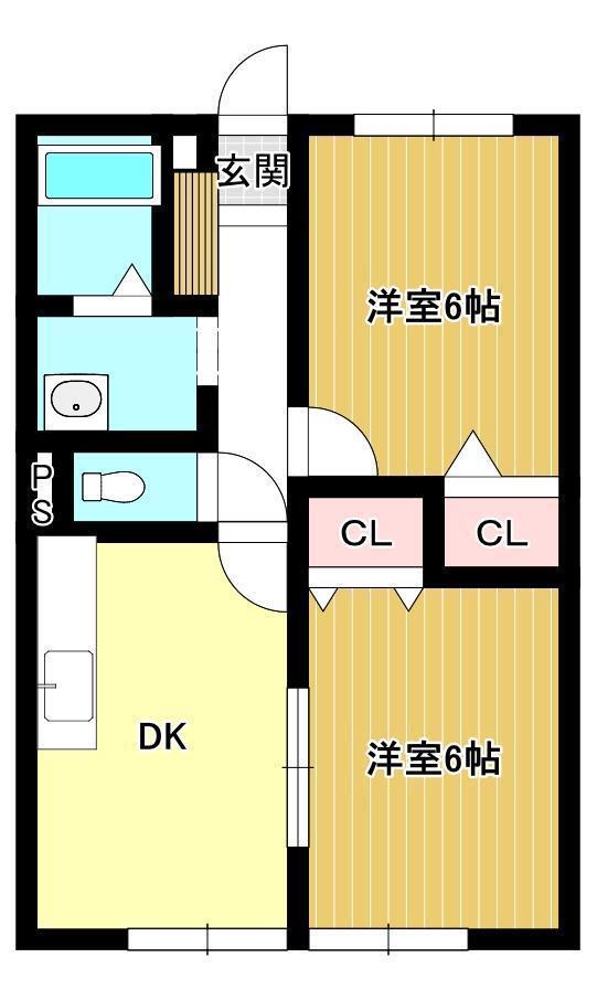 ニューホライズンII(2DK/2階)の間取り写真