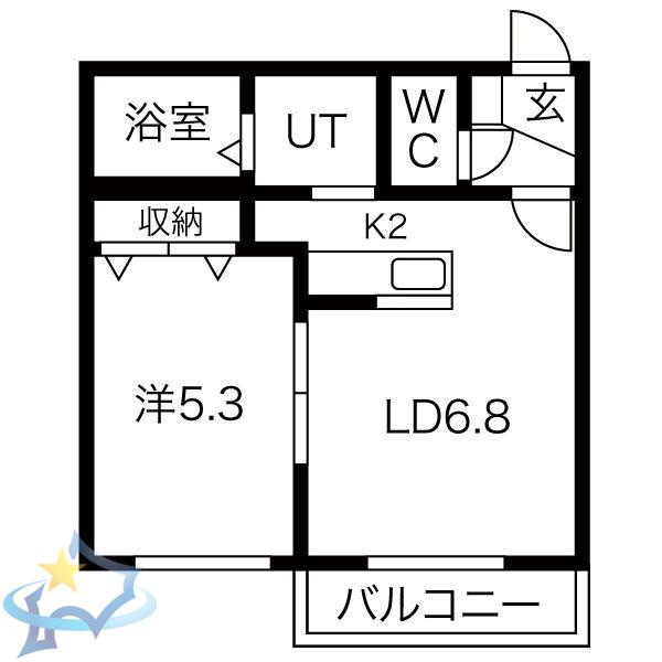 VILLA SUNLIT(1LDK/1階)の間取り写真