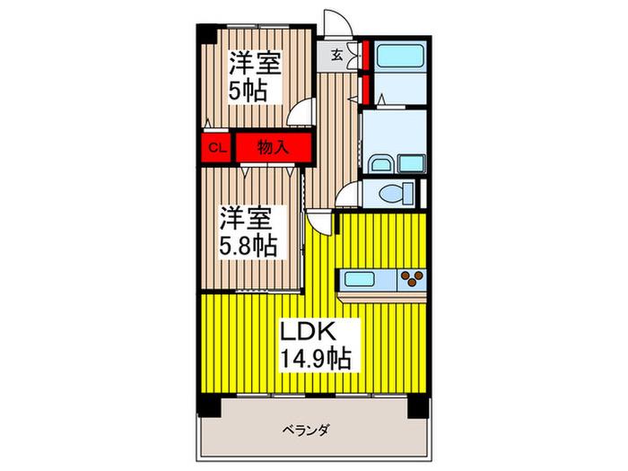 コートアベニュー(2LDK/5階)の間取り写真