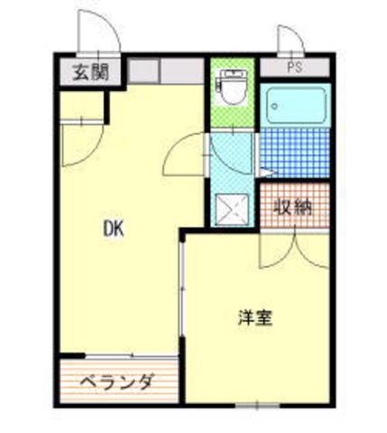 ジョイフル大門(1DK/1階)の間取り写真