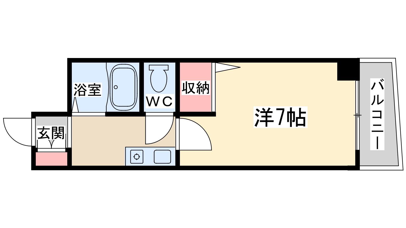 中之島アンフィニ(1K/3階)の間取り写真