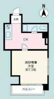 TCRE方南町(1DK/3階)の間取り写真
