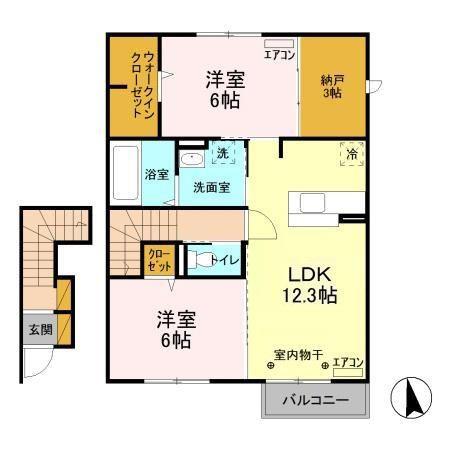 コンフォートD(2LDK/2階)の間取り写真