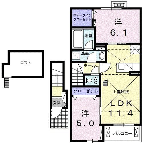 サンシャイン古河 II(2LDK/2階)の間取り写真