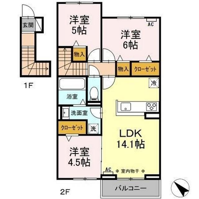 カーサ・ボニータ(3LDK/2階)の間取り写真