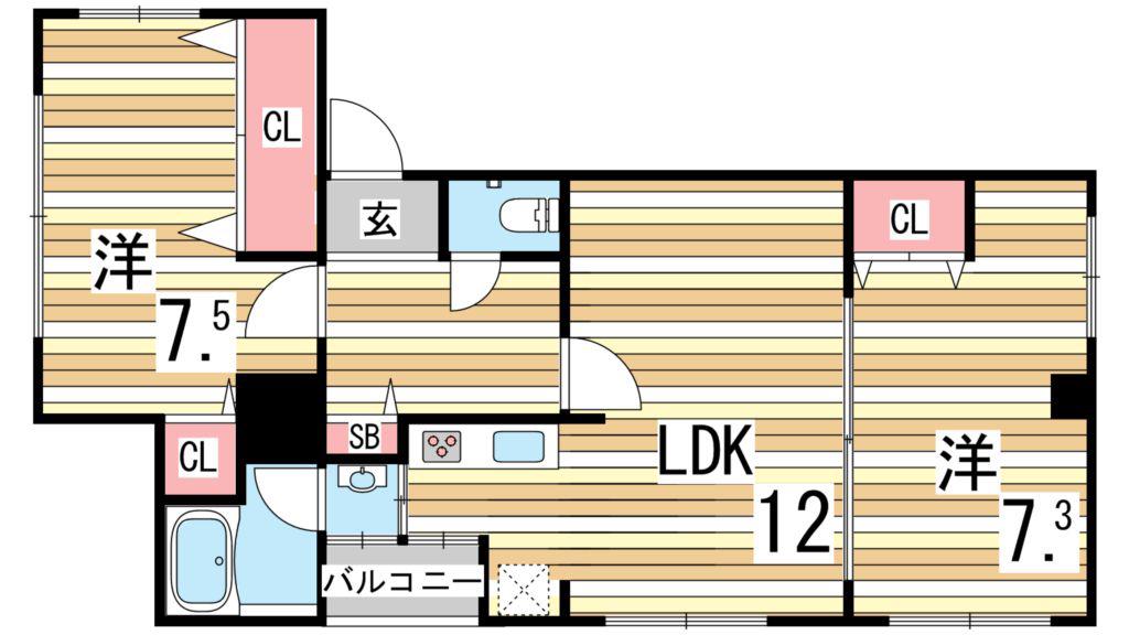 サンビルダー板宿(2LDK/5階)の間取り写真