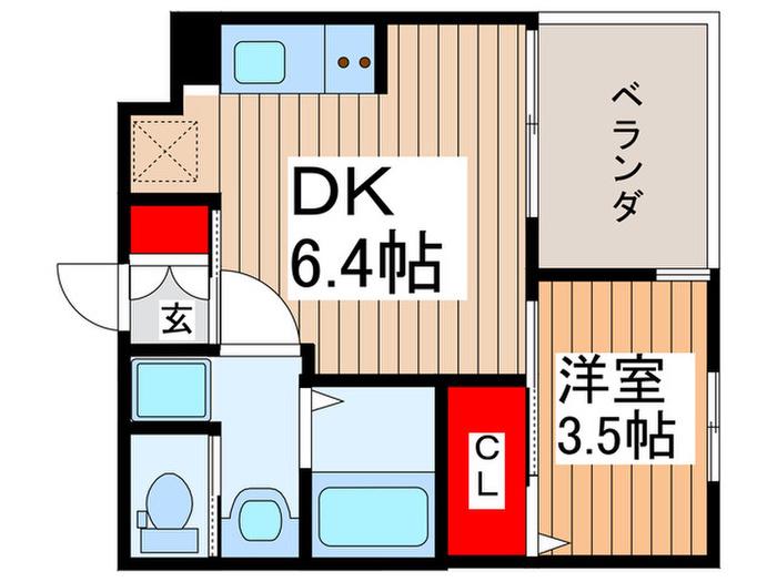 PAIR FLAT(1DK/3階)の間取り写真