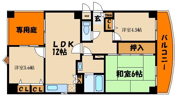 LOCO HOUSE小久保(2LDK/1階)の間取り写真