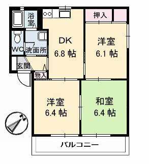 エスパシオ青山(3DK/1階)の間取り写真
