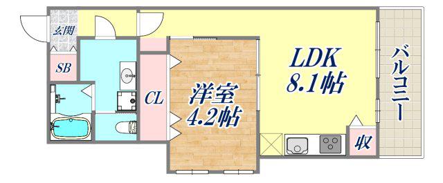 スカイ・シーフロント塩屋(1LDK/3階)の間取り写真