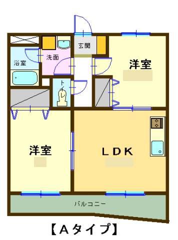 ヴィブレクレール(2LDK/3階)の間取り写真