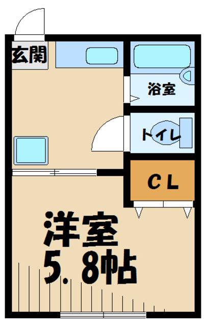 第五白王ハイツ(1DK/2階)の間取り写真