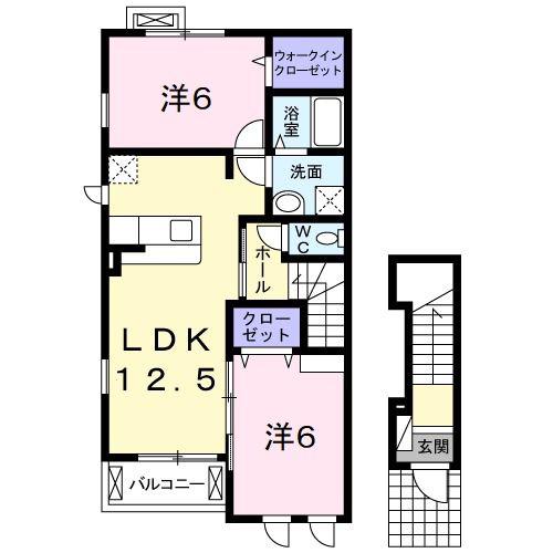 パークフィネB(2LDK/2階)の間取り写真