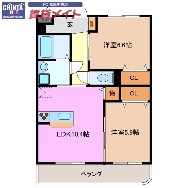 プリマベーラ(2LDK/1階)の間取り写真
