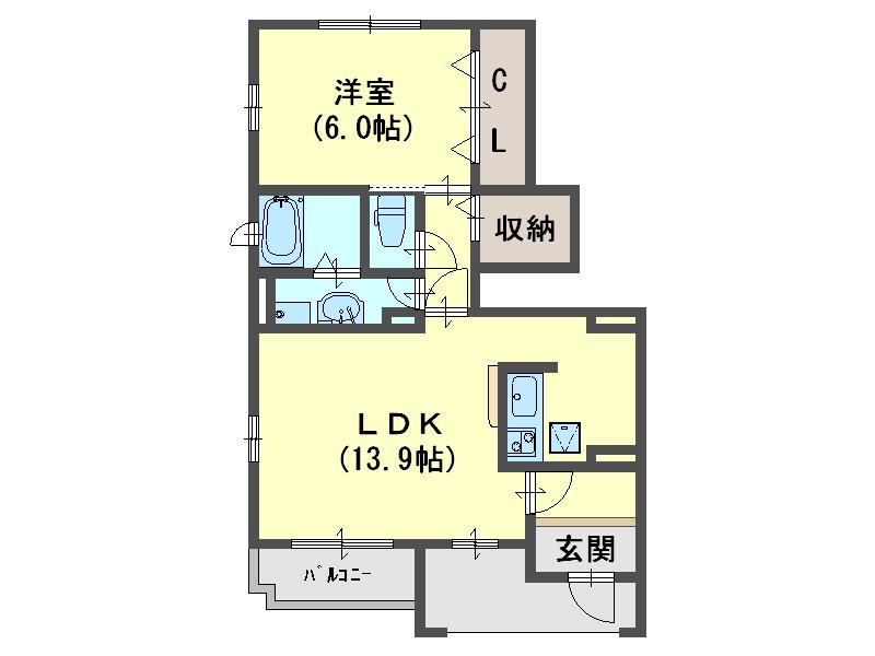 エストリア(1LDK/1階)の間取り写真