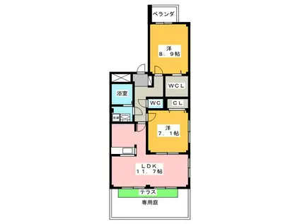 トリアード(2LDK/1階)の間取り写真