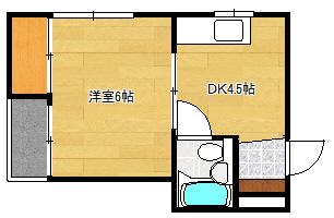 福島ビル(1DK/4階)の間取り写真