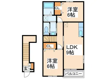 松山壱番館(2LDK/2階)の間取り写真