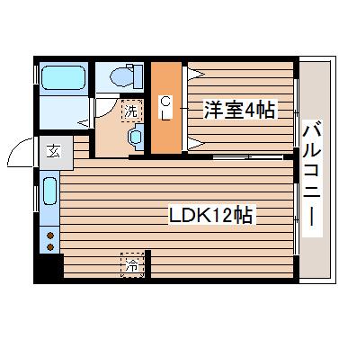 グランデール水の森公園(1LDK/4階)の間取り写真