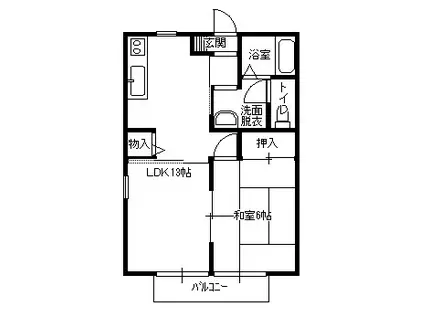 ディアス中橋良A(1LDK/1階)の間取り写真