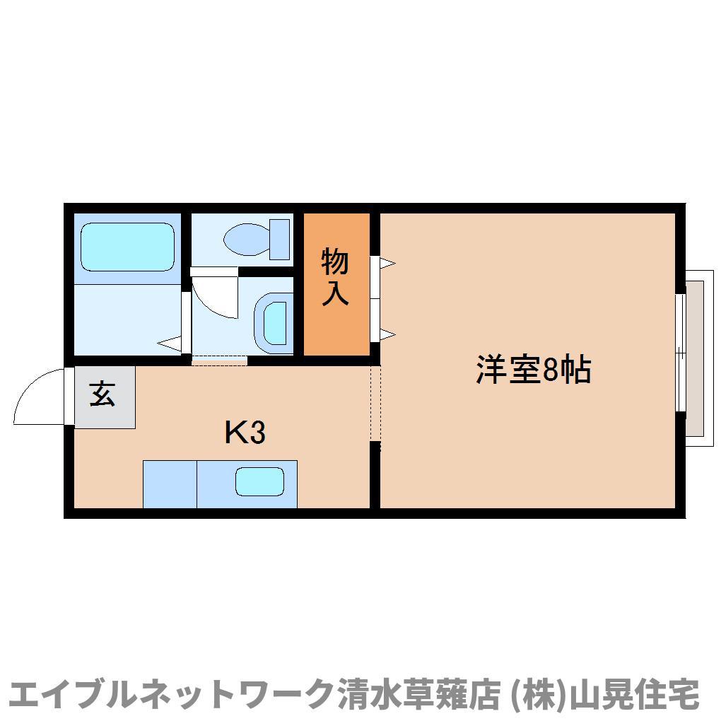 エクレール東源台 B棟(1K/1階)の間取り写真
