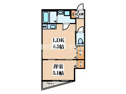 DAIKO額田(1LDK/3階)の間取り写真